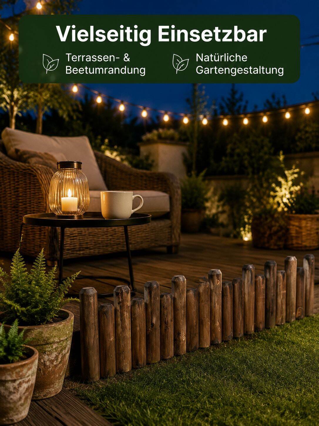 Holzlattenzaun für Garten, Rasen und Terrasse im Außenbereich