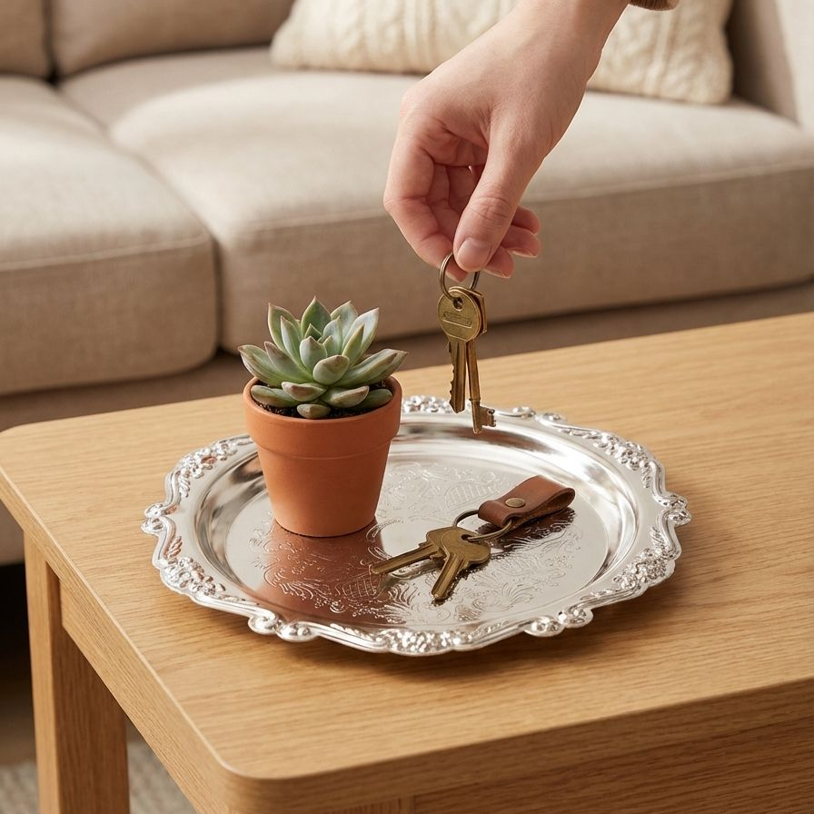 Antique style metal tray for home decor