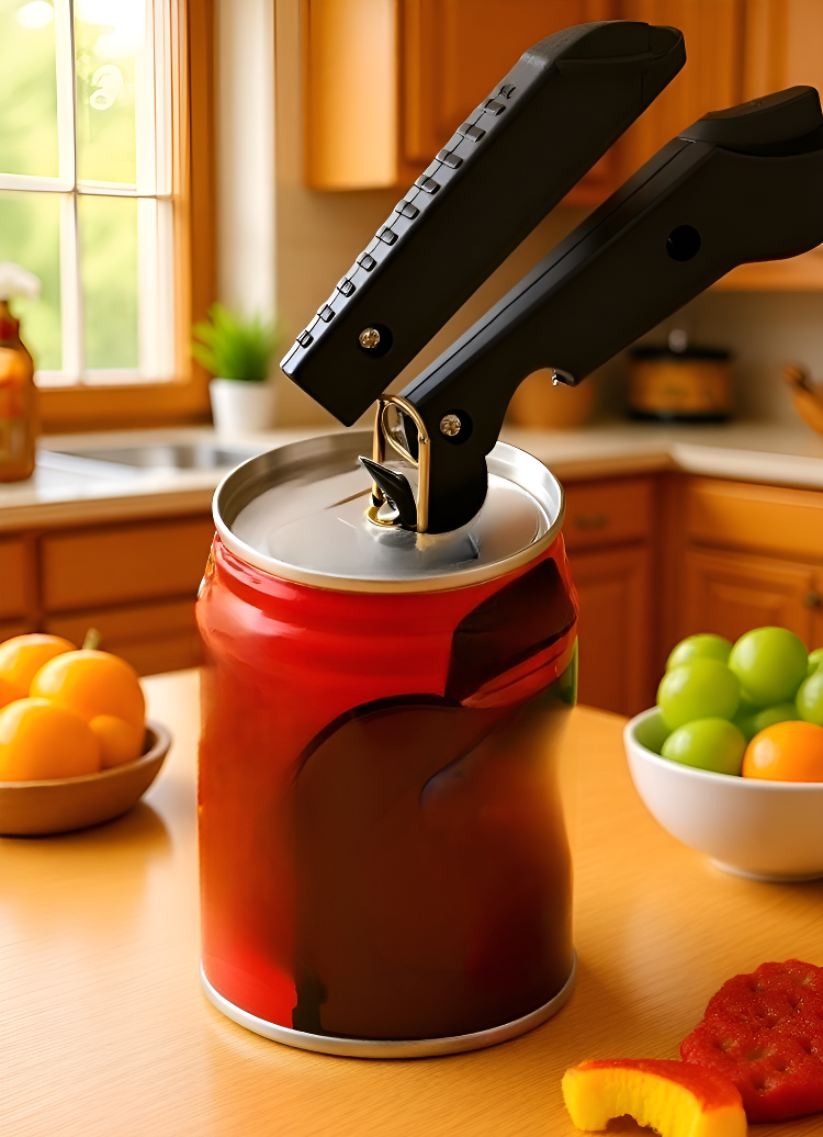 Abrelatas mejorado mostrando sus funciones adicionales