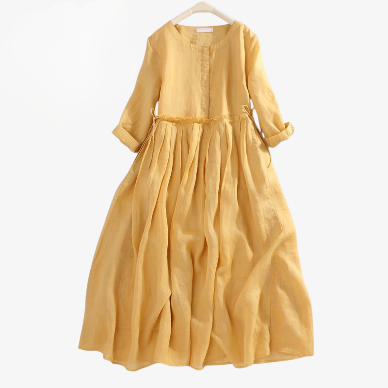 빅사이즈 여성 하프기장 허리 여리여리 원피스 편안한 긴팔 라운드넥 패션 봄여름 원피스