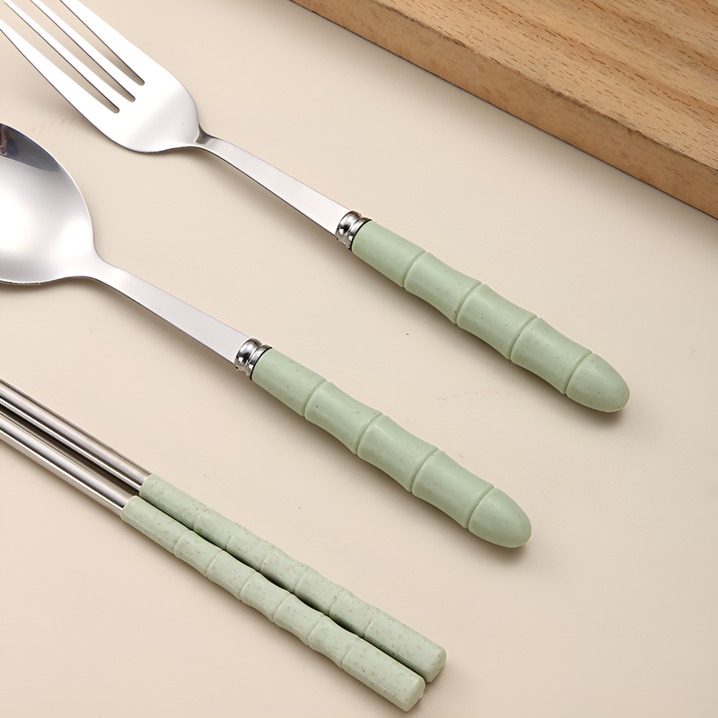 스테인리스 휴대용 3종 식기 세트