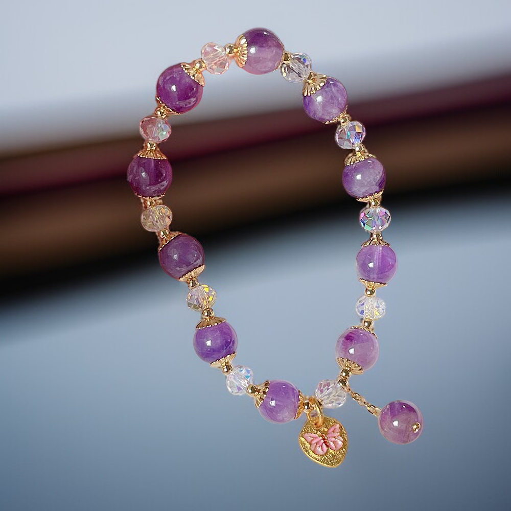 틈새 디자인 팔찌, 세련되고 심플한 자수정 팔찌, 우아한 팔찌, 조롱박 모양의 중국 보석.