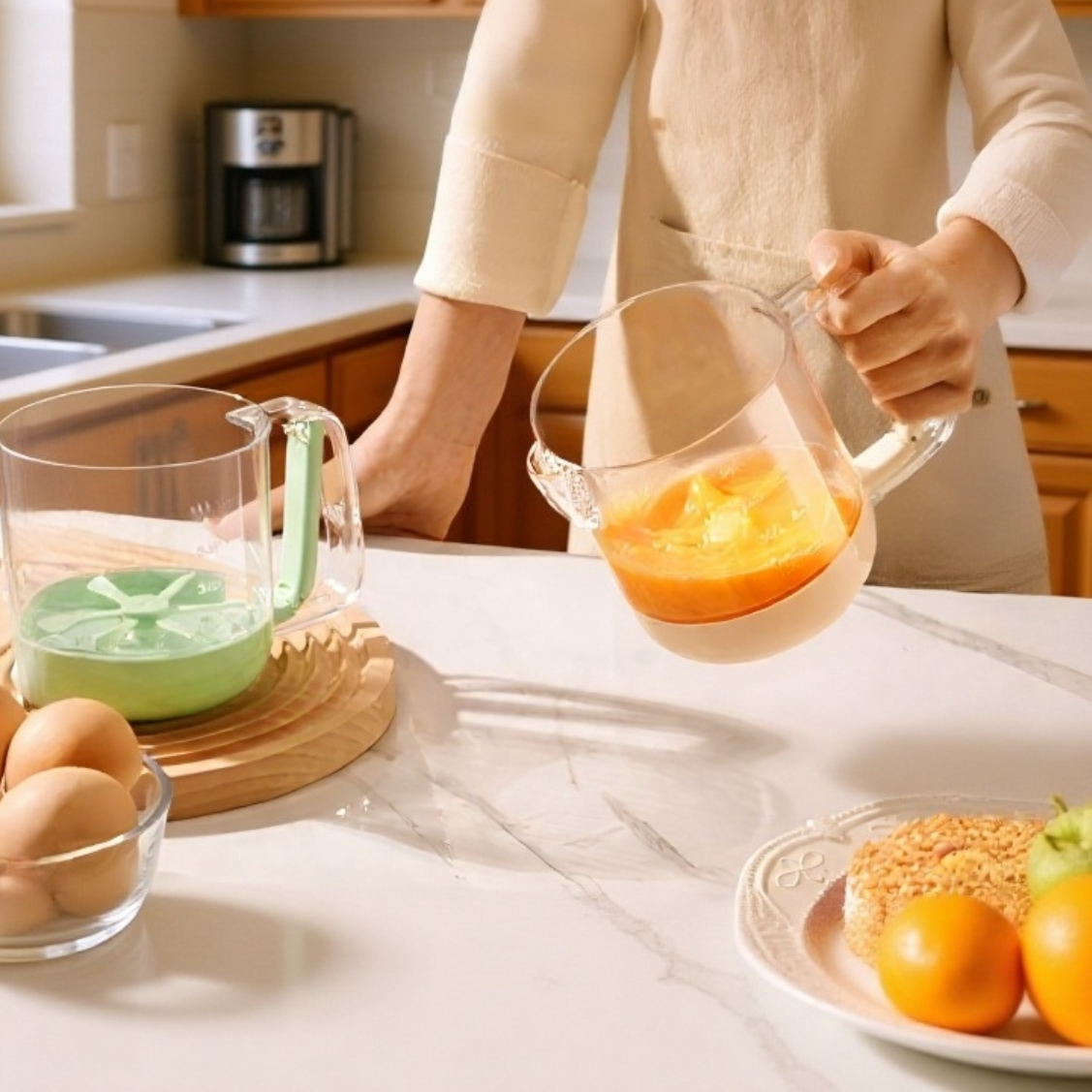 半自動ミキサーの便利なハンドル部分