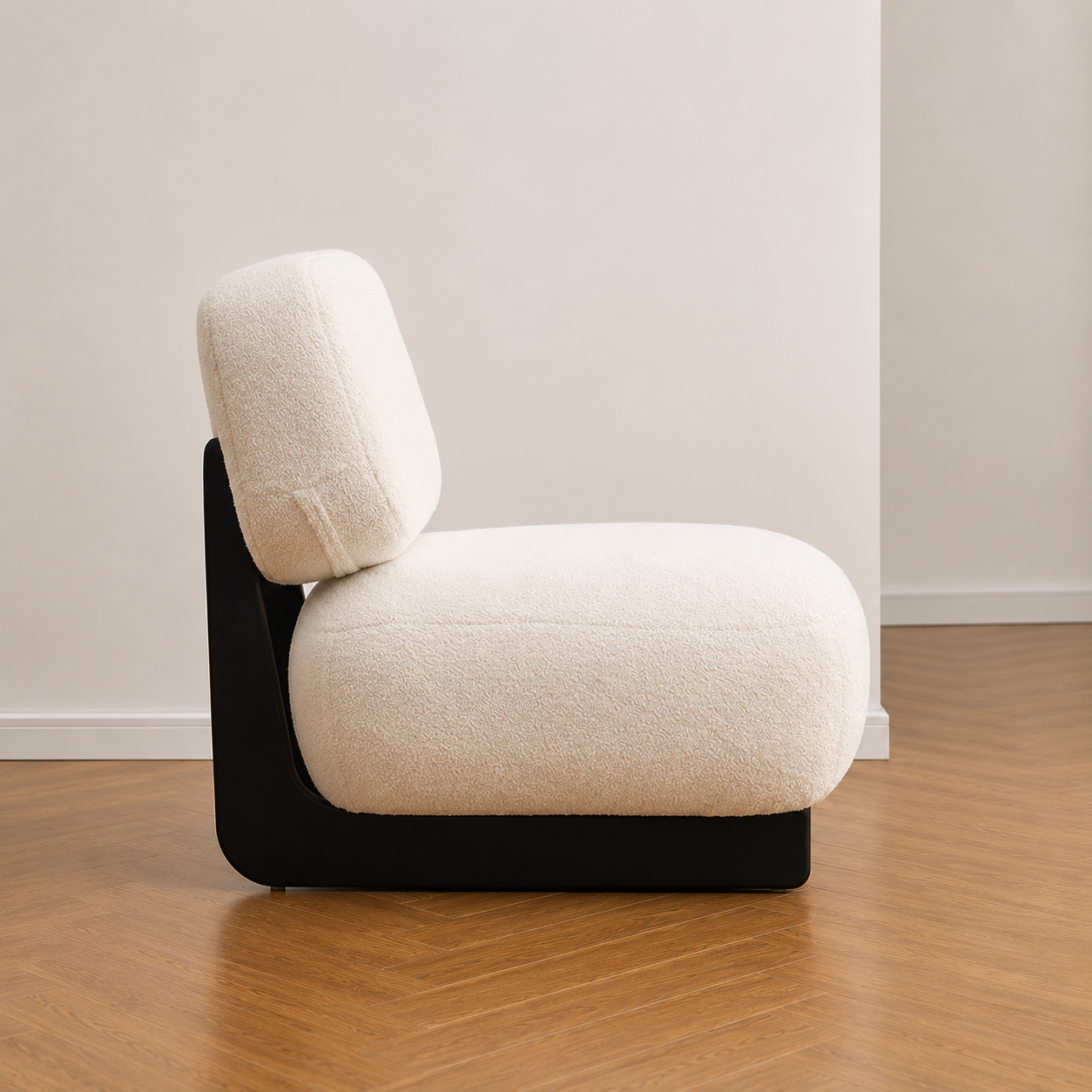 Sofa-Sessel aus Massivholz und Lammwolle