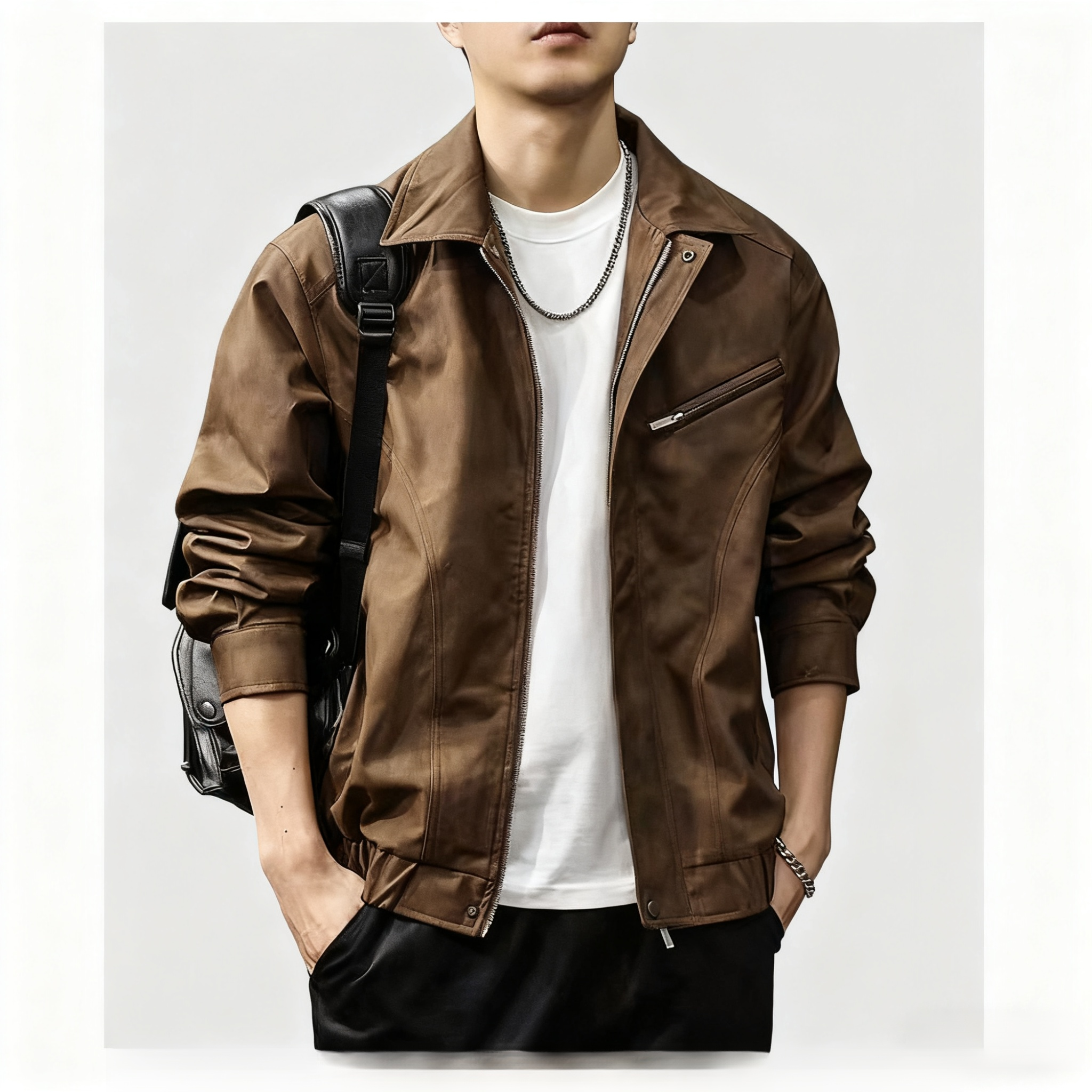 Moda urbana con chaqueta deportiva vintage