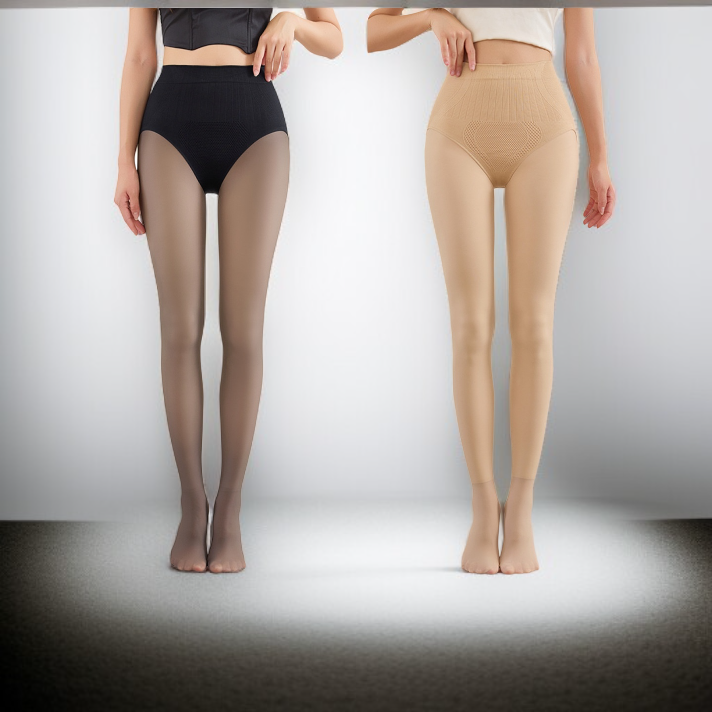 여성용 다리 노출 양말, 따뜻한 벨벳, 검정색, 크고 반투명한 발