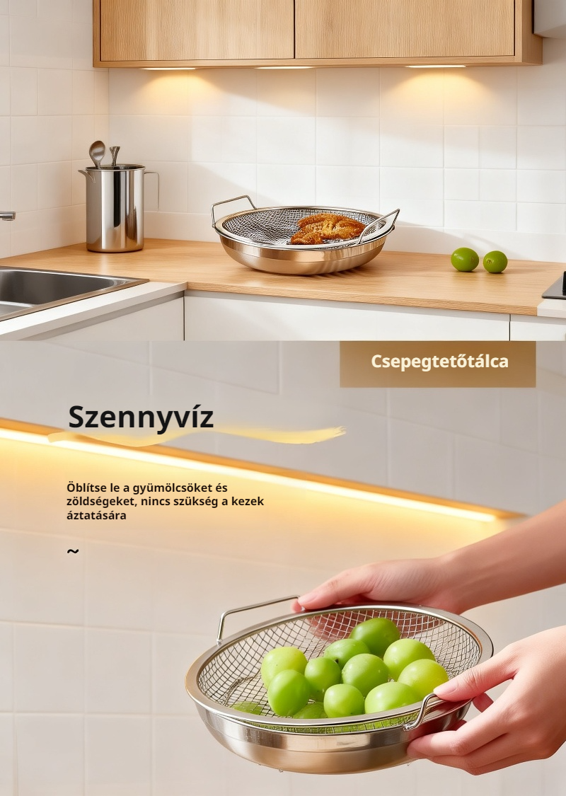 Rozsdamentes acél olajszűrő tálca mindennapi használathoz