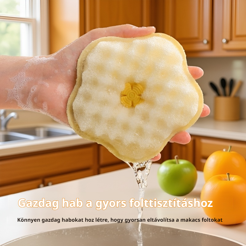 Kétoldalas tapadókorongos, olajtaszító mosogatószivacs