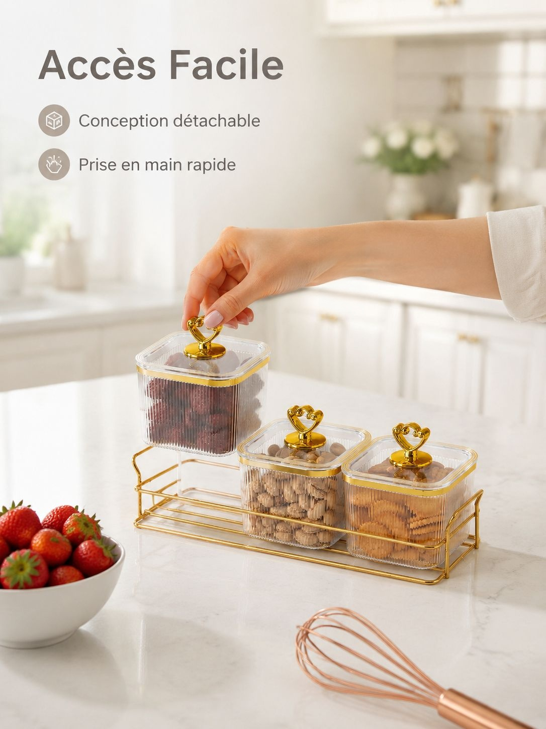 Bocal de conservation carré pour cuisine