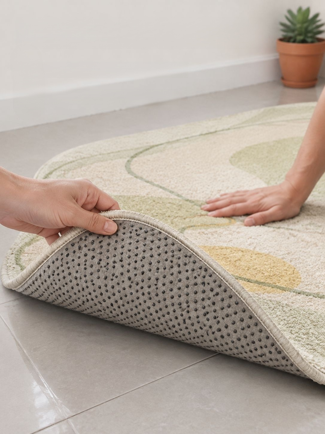 Alfombra de cachemira sencilla color crema para sala de estar/dormitorio, antideslizante y resistent