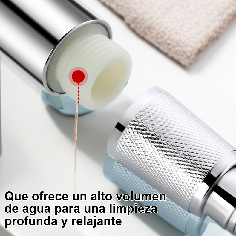 Potente cabezal de ducha de alto volumen y cinco velocidades