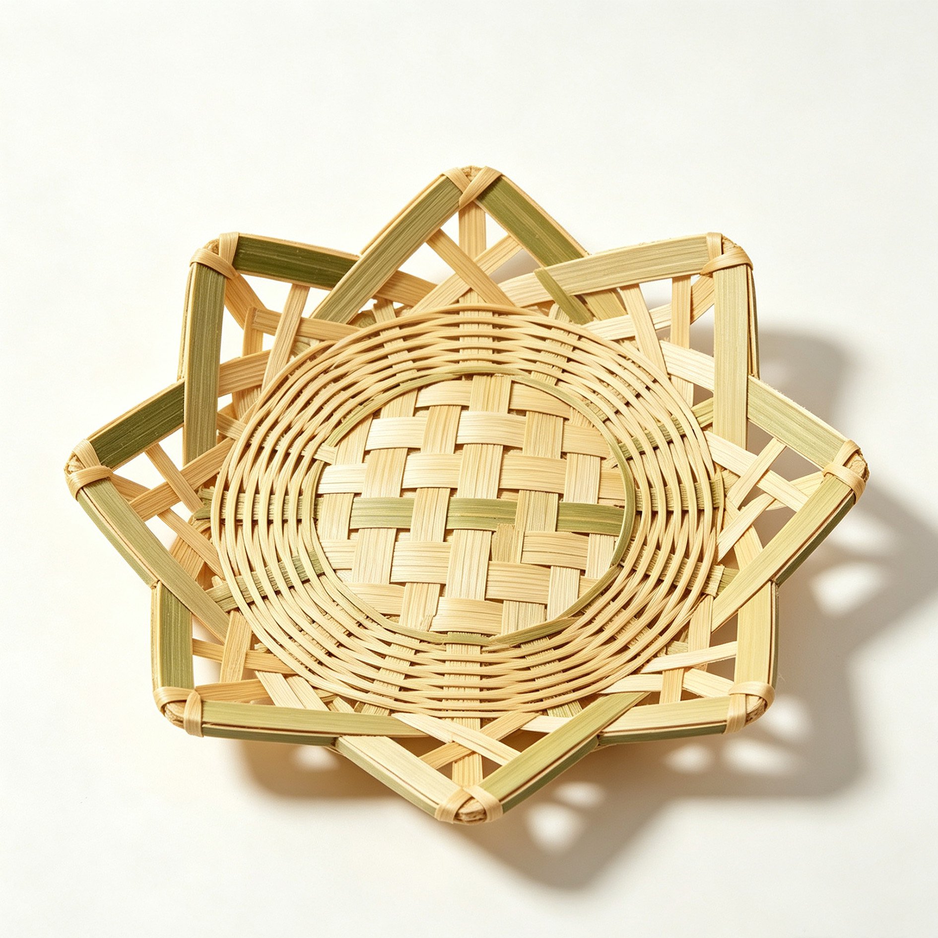Star-shaped handmade bamboo tea tray
