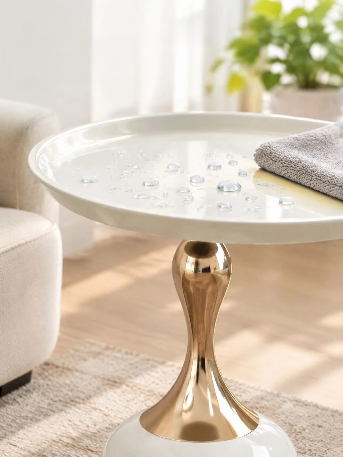 Wrought iron side table shown from the front