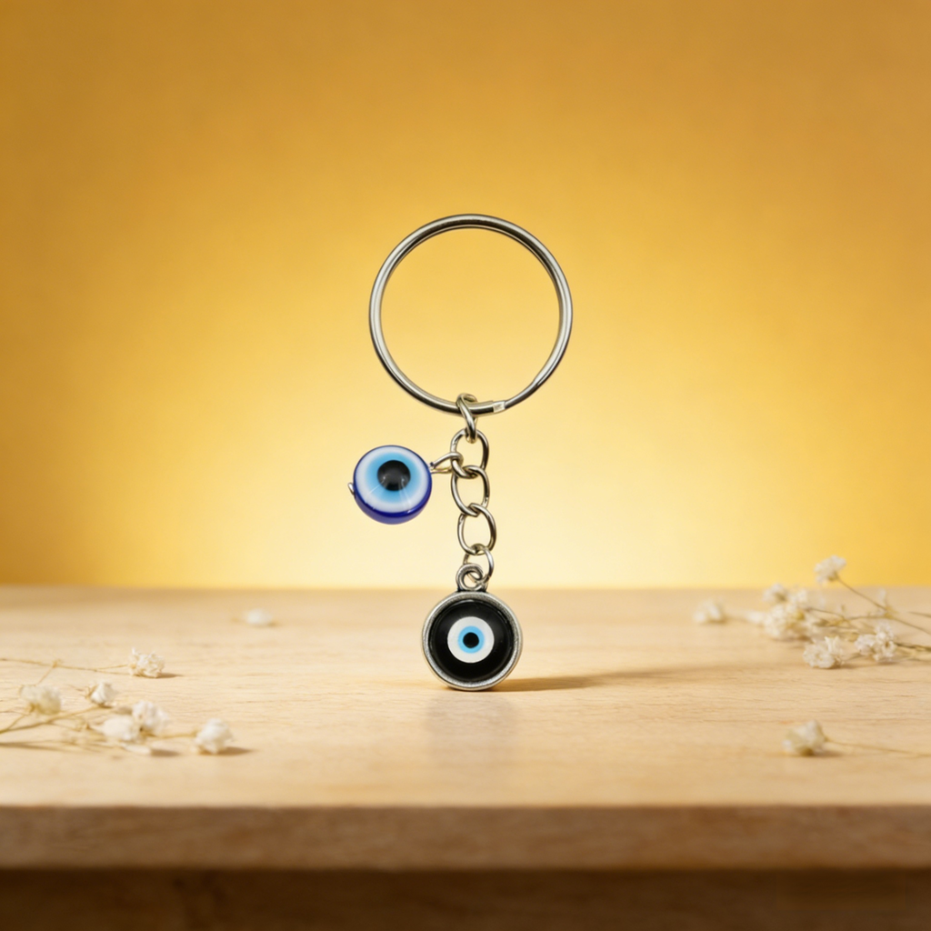 Fashion Rhinestone Evil Eye Metal Keychain Pendant