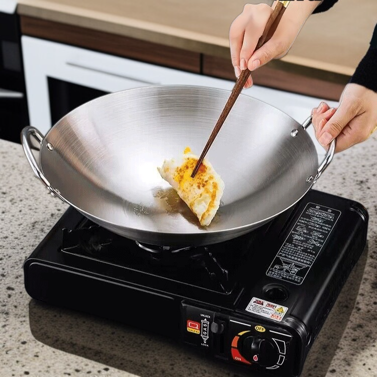 Thickened Stainless Steel Frying Pan for Hotel Kitchen Use