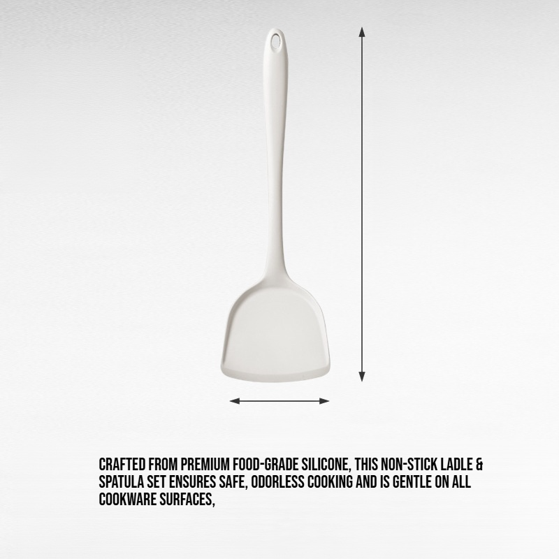 Non-Stick Silicone Ladle & Spatula for Soup and Stir-Fry