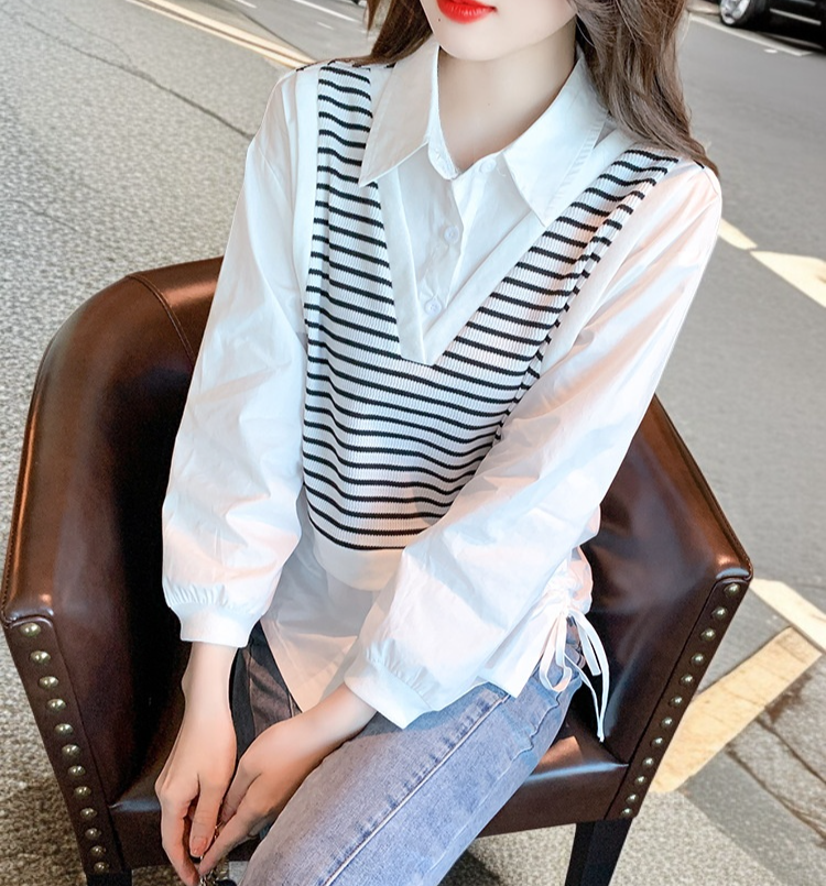 春夏向けレディースストライプシャツ