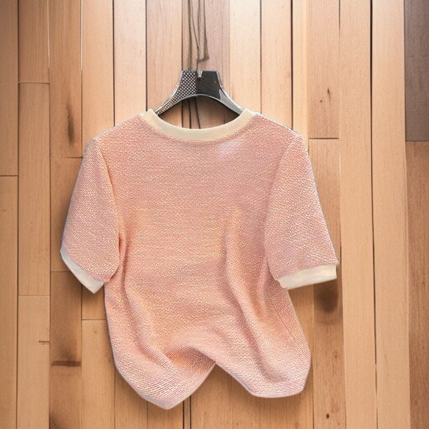 アイスシルク 半袖 レディース ピンク トップス 半袖 ニットTシャツ アイスシルク Tシャツ