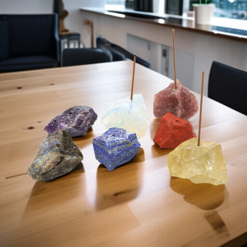 天然水晶原石香插禪意空間