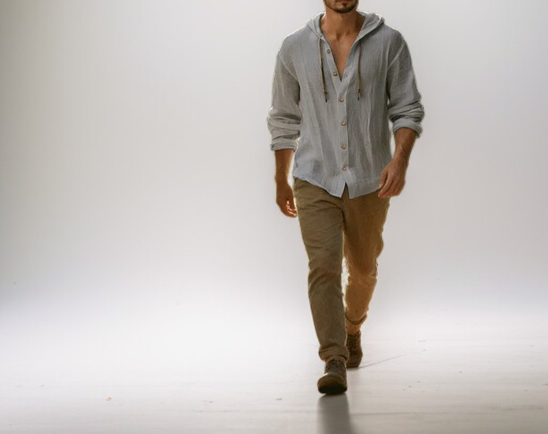 カジュアルファッションの男性用長袖Tシャツ