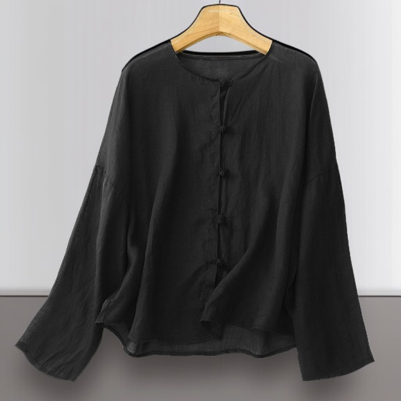 레트로 코튼 리넨 중국식 단추 셔츠