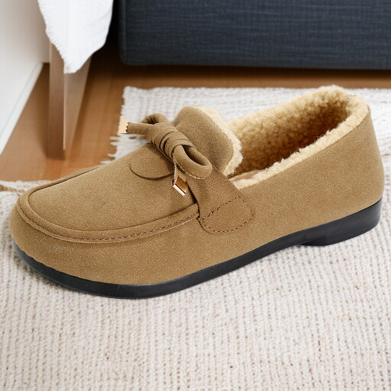 女性の家パッド入りの怠惰な人々足踏みフラットシューズフラットビーンコットンスリッパ