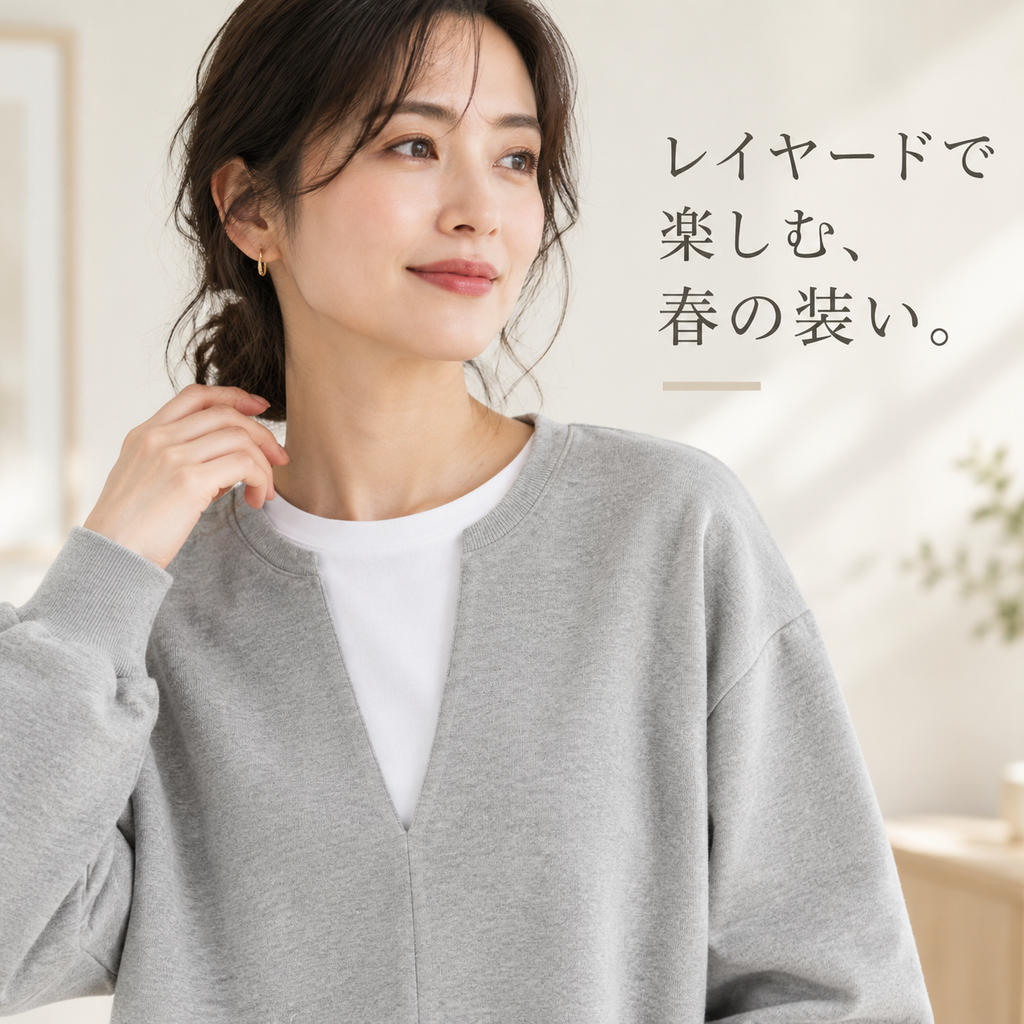 レディース春秋冬日本風Vネックカジュアルスウェット
