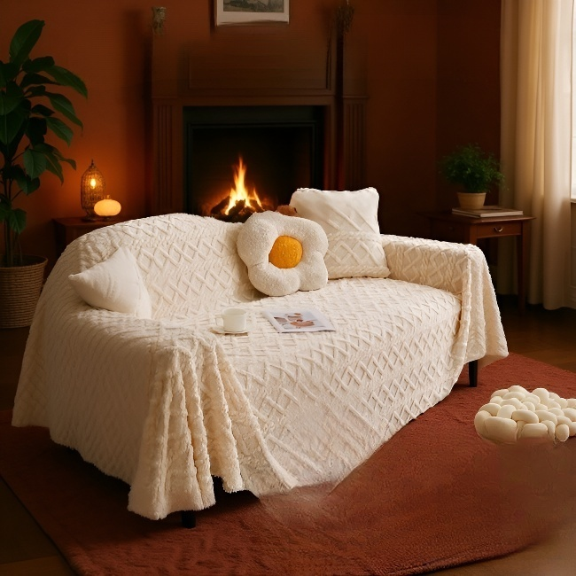 피부 친화 두꺼운 밀크 융단 소파 커버 디테일