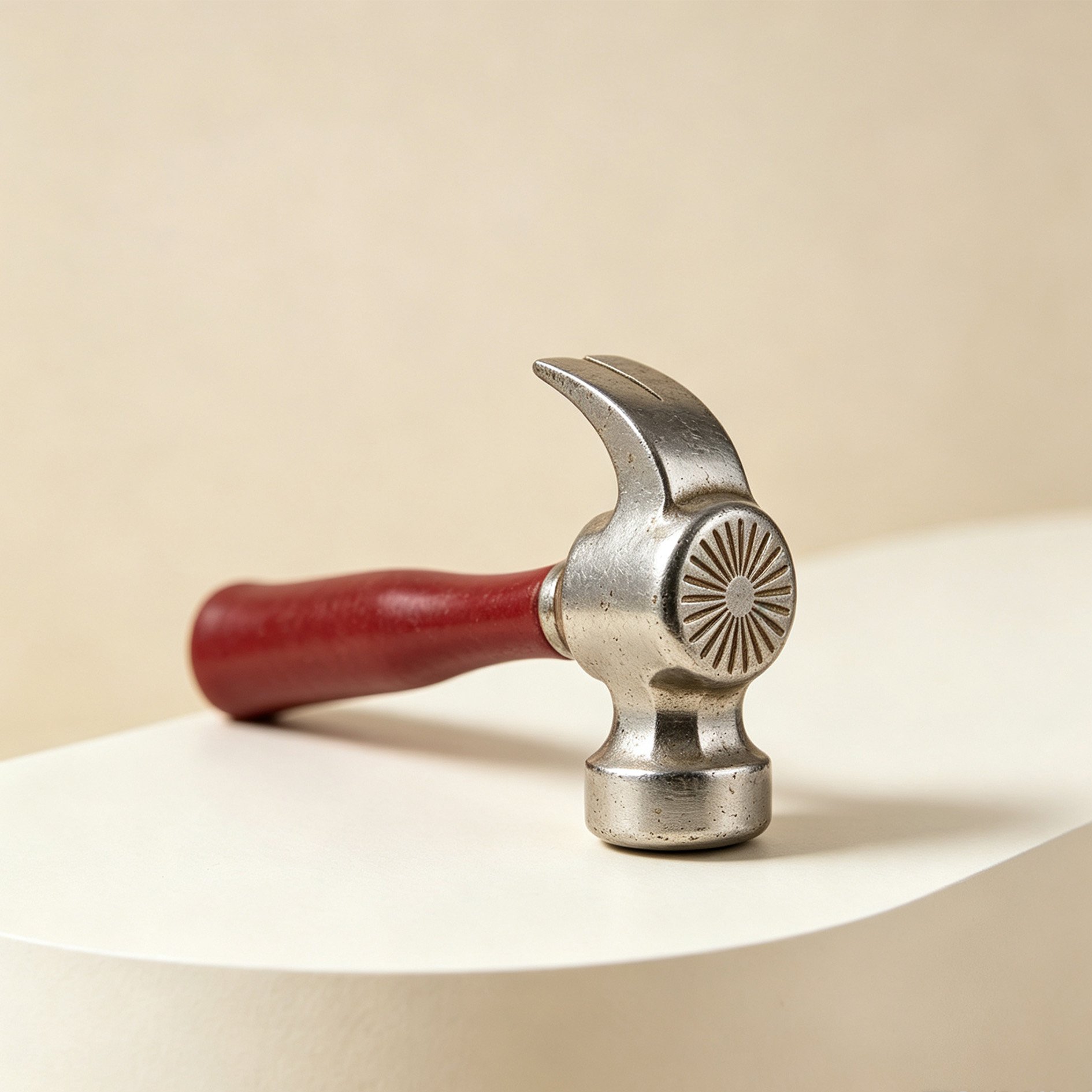 Silver-Red Antique Pattern Claw Hammer full view