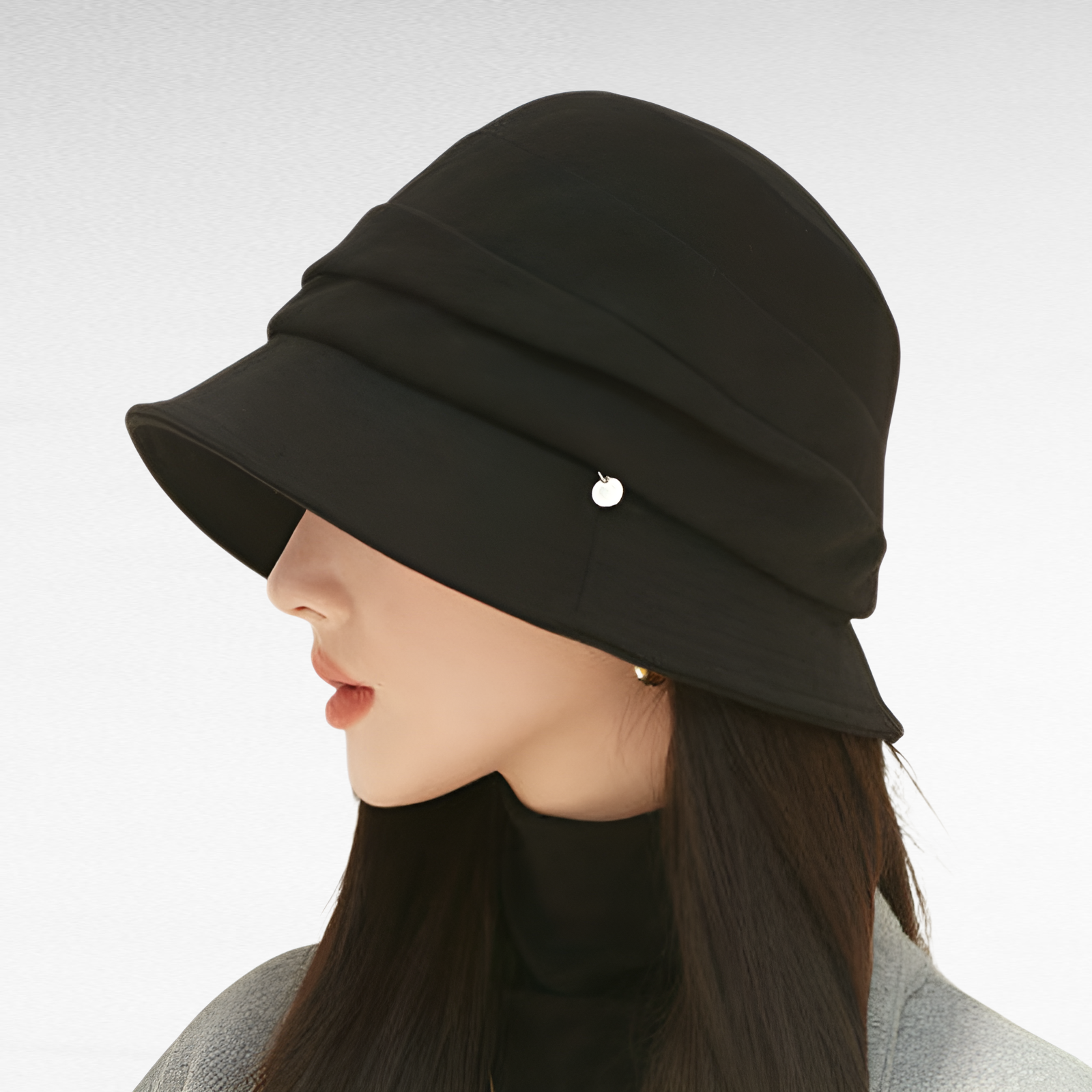 일본 분지 모자 디자이너 봄과 가을 캐주얼 여성 얇은 방한 스타일 금욕 모자 넓은 챙