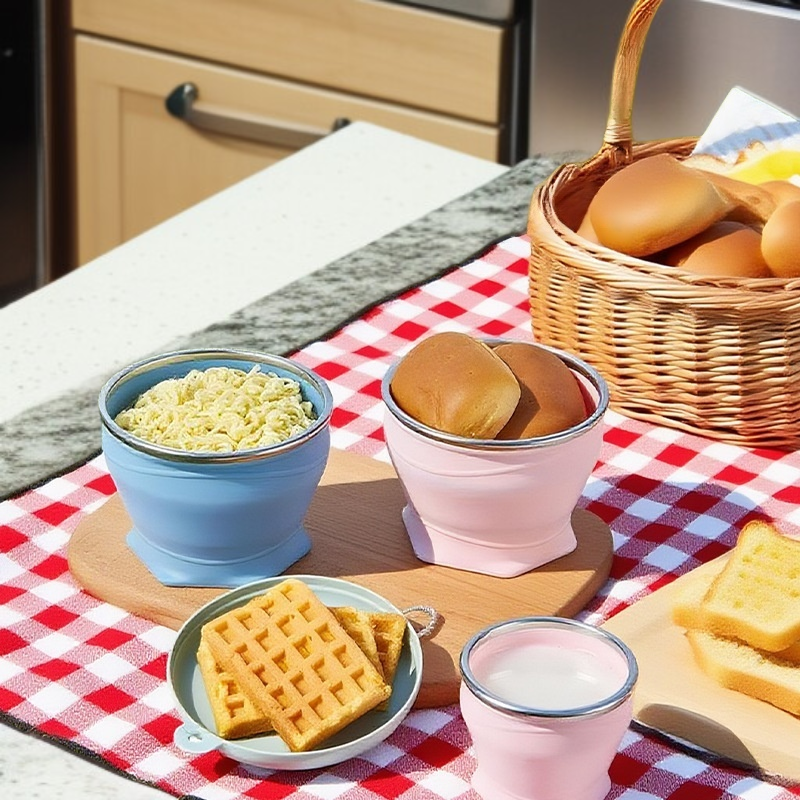 Bol de viaje plegable de silicona para camping