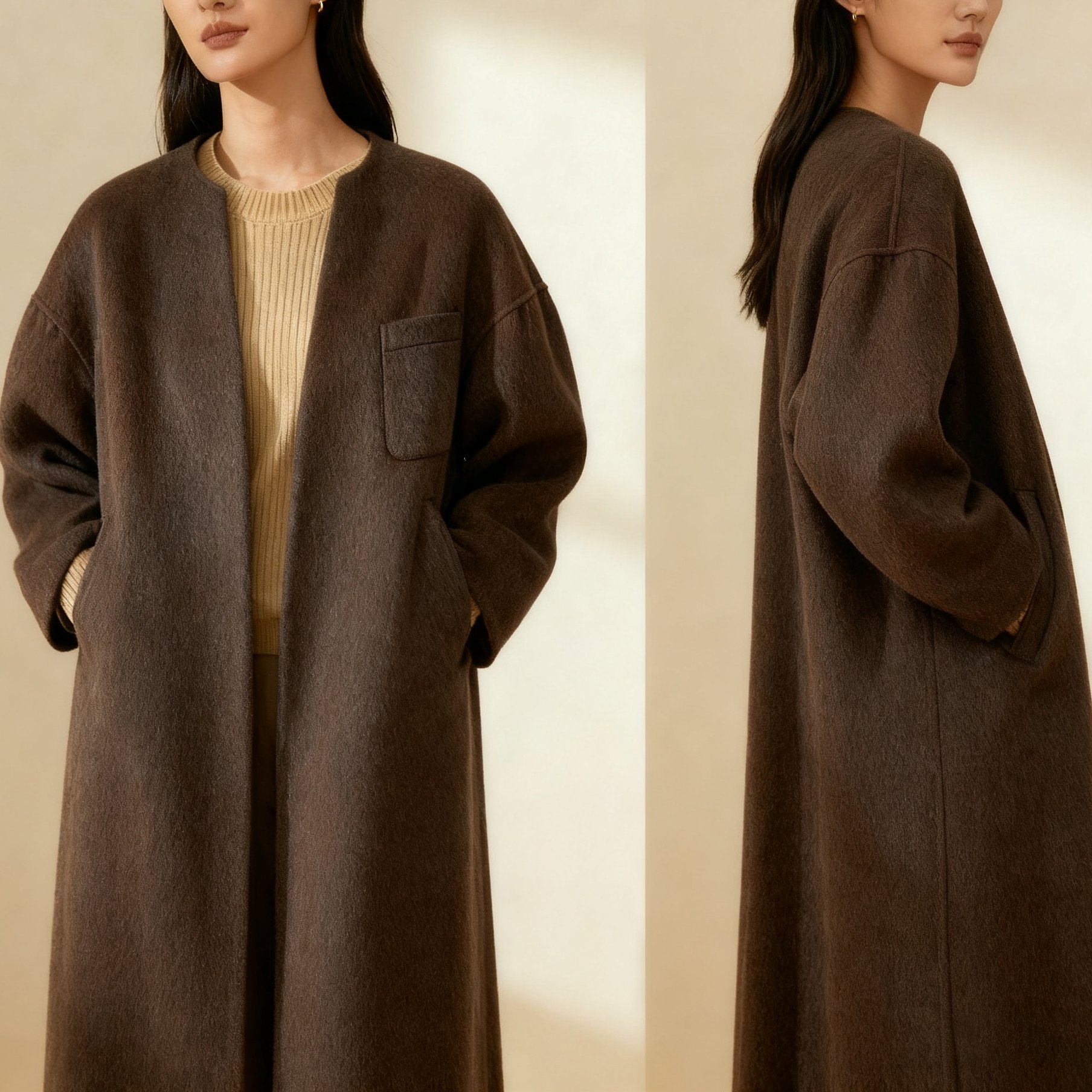 다크 브라운 오버사이즈 자켓 -