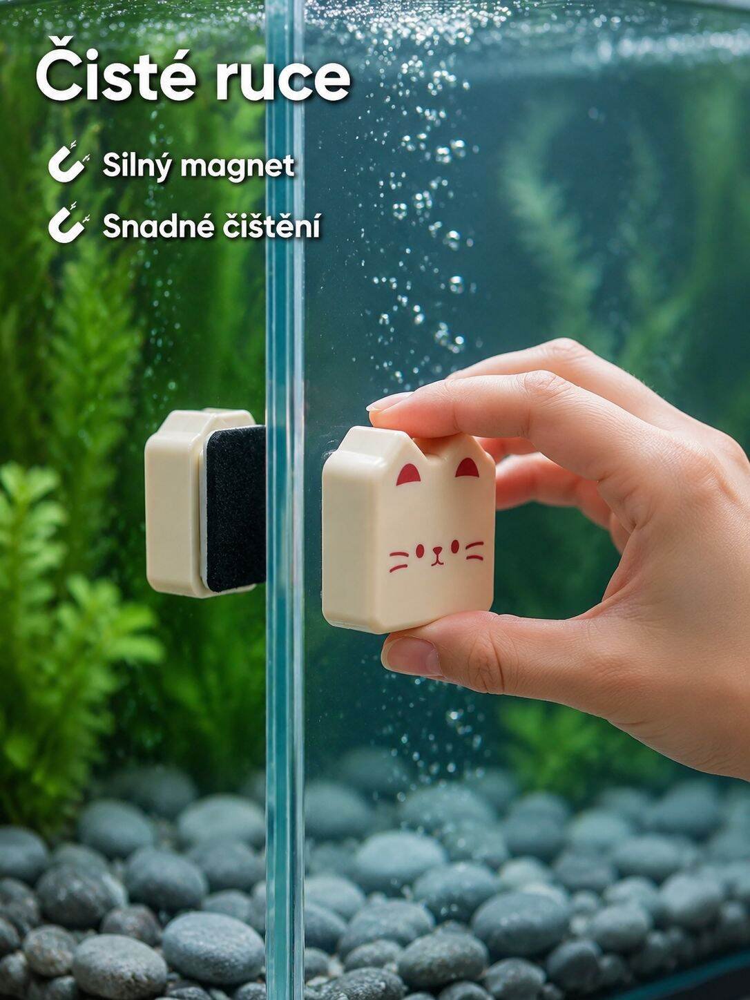 Magnetická čisticí kartáč na sklo akvária