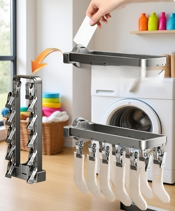 좁은 공간에도 설치 가능한 양말 건조대