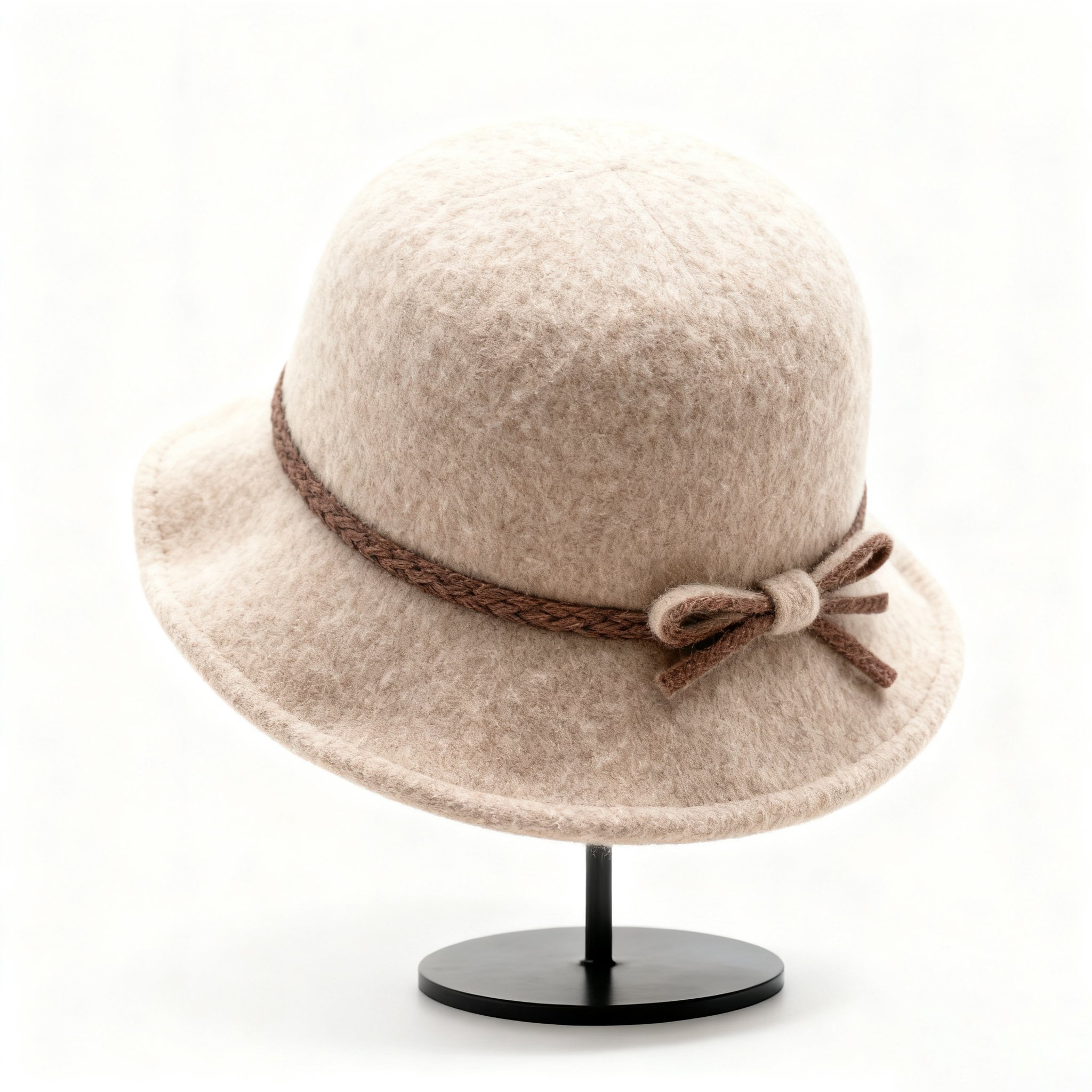 우아한 리본 와이드 햇 착용샷