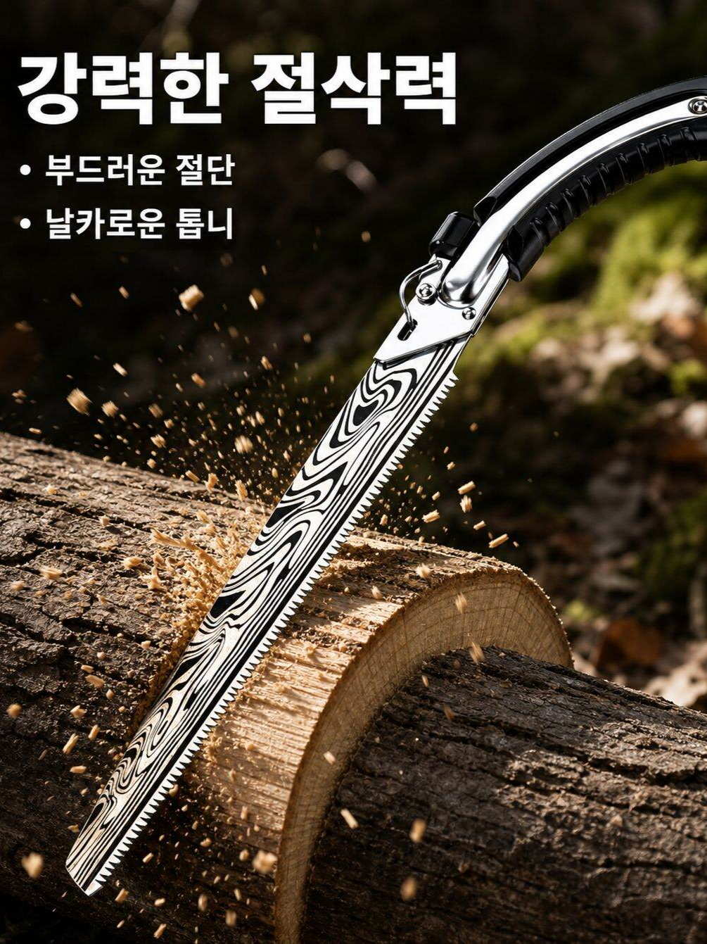 가정용 다마스커스 특급 과수 톱으로 벌목하는 톱