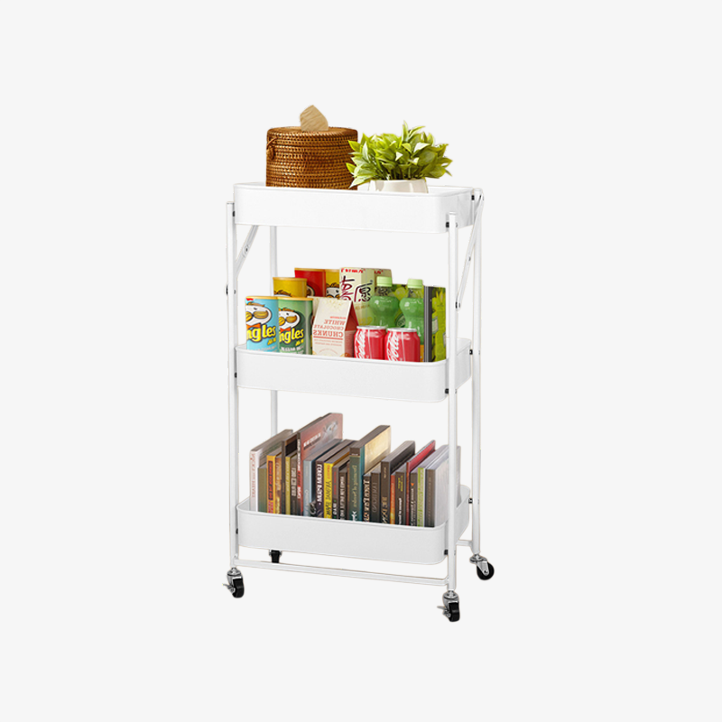 가정용 접이식 수납 카트 다층 수납 바닥 수납 선반 설치 무료 이동식 주방 수납 선반