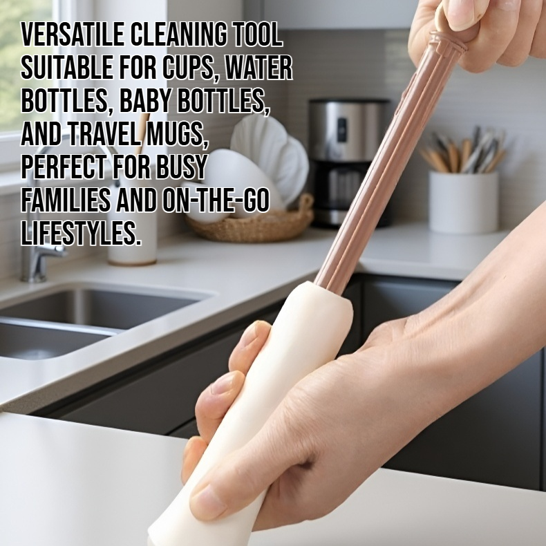 Ergonomic handle of the sponge cup cleaning brush