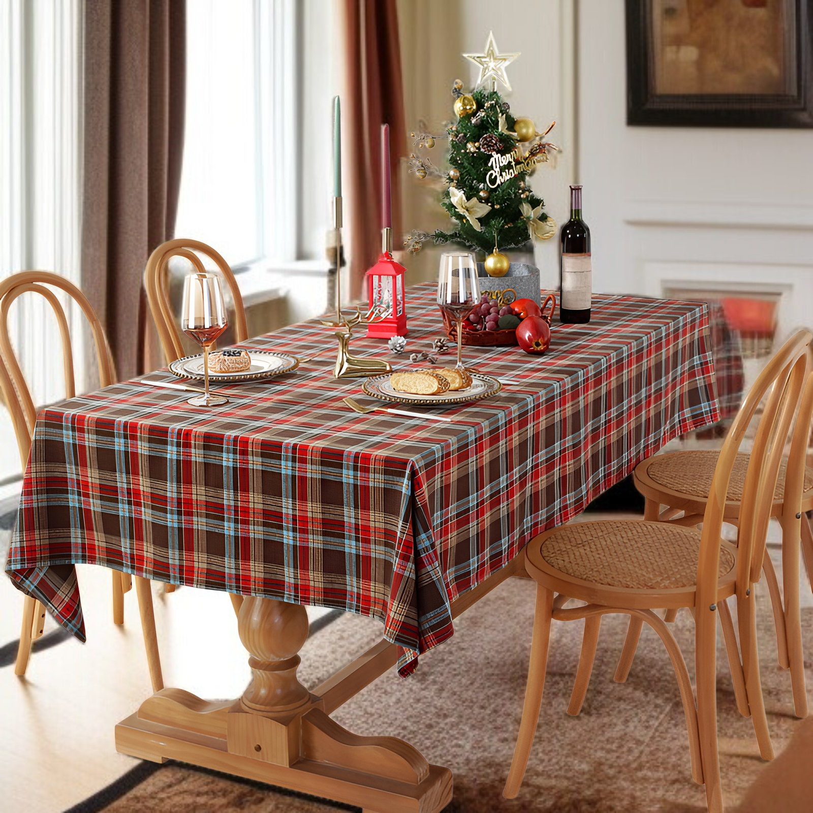 폴리에스터 크리스마스 장식 수술 식탁보