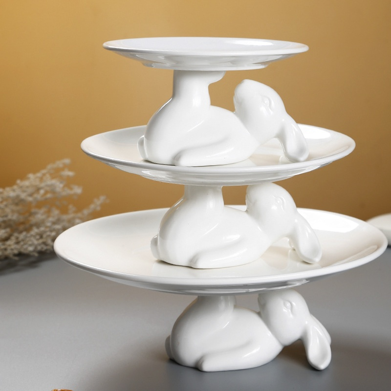 Ceramic Rabbit Shaped Snack & Fruit Plate