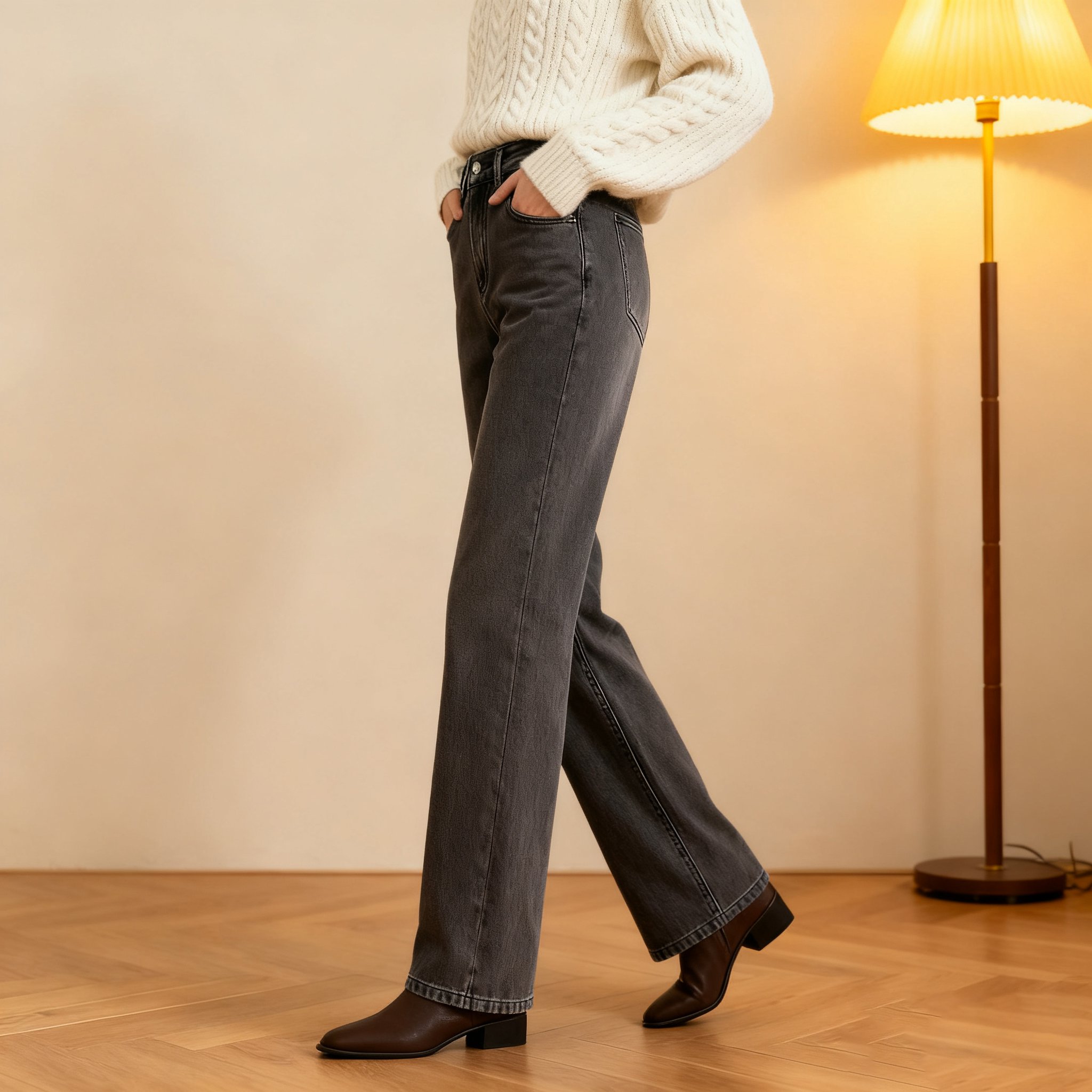 レディースストレートフィットジーンズ全体画像