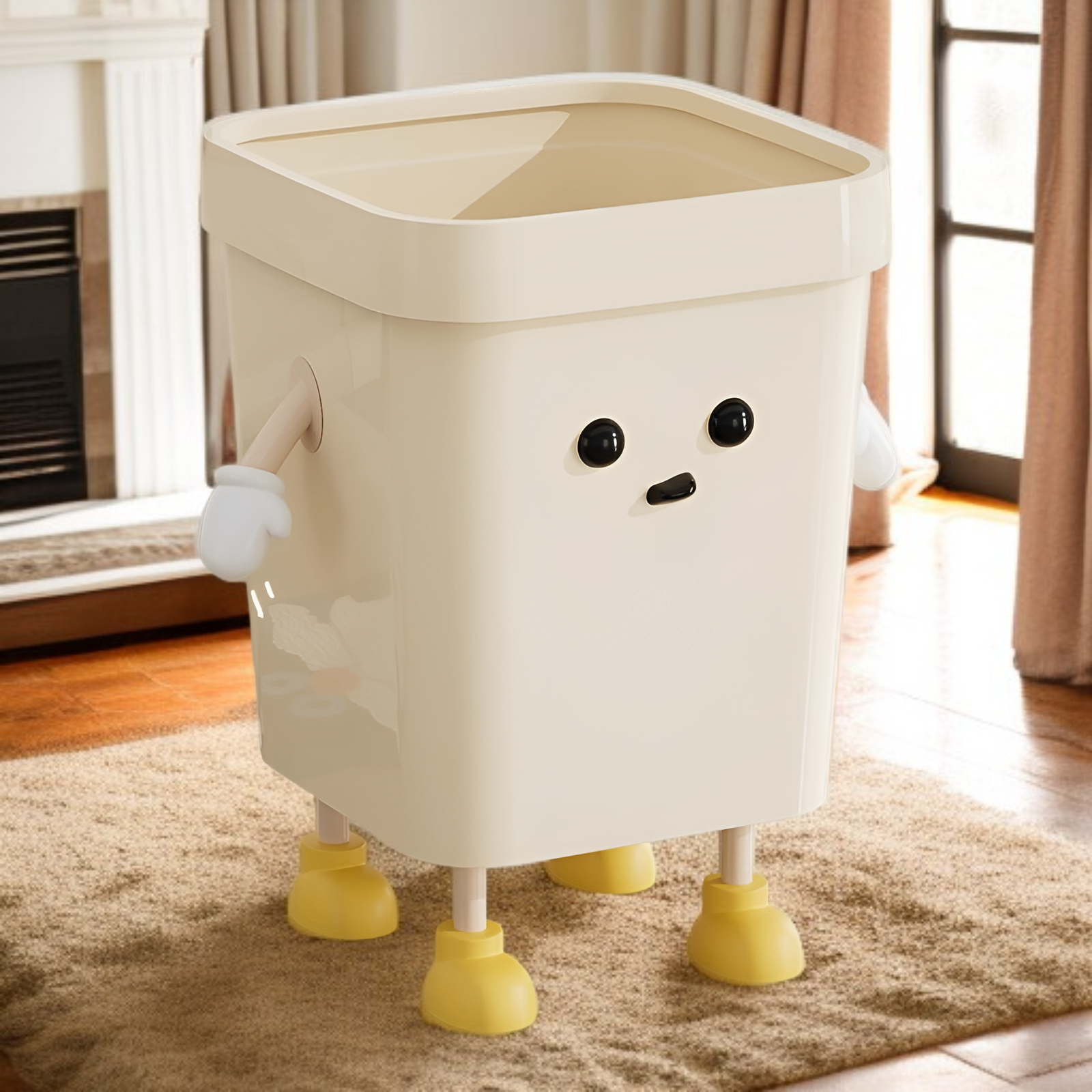 캡이 열리는 귀여운 쓰레기통 사용 예시