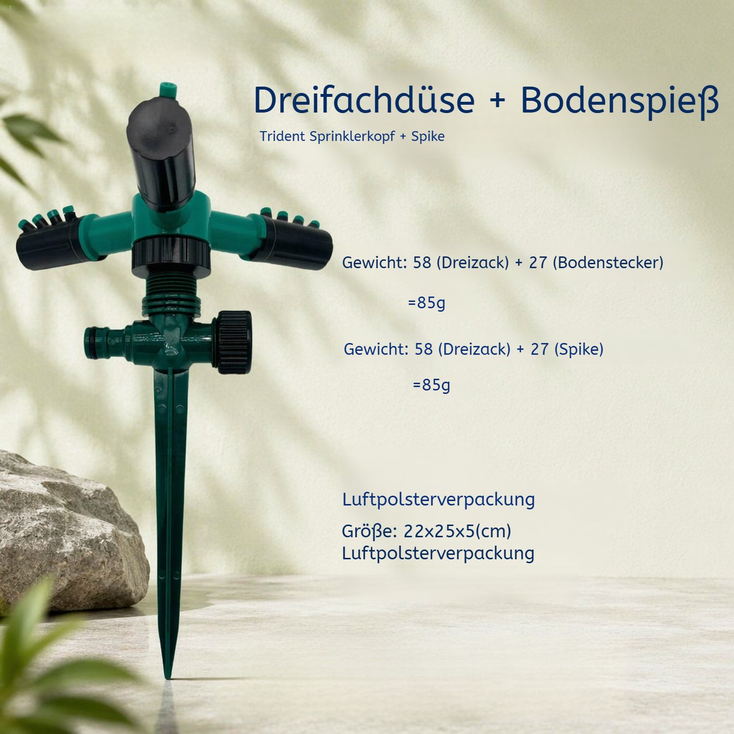 Automatischer rotierender Dreifach-Gartenbewässerungssprinkler für Haushalt und Landwirtschaft