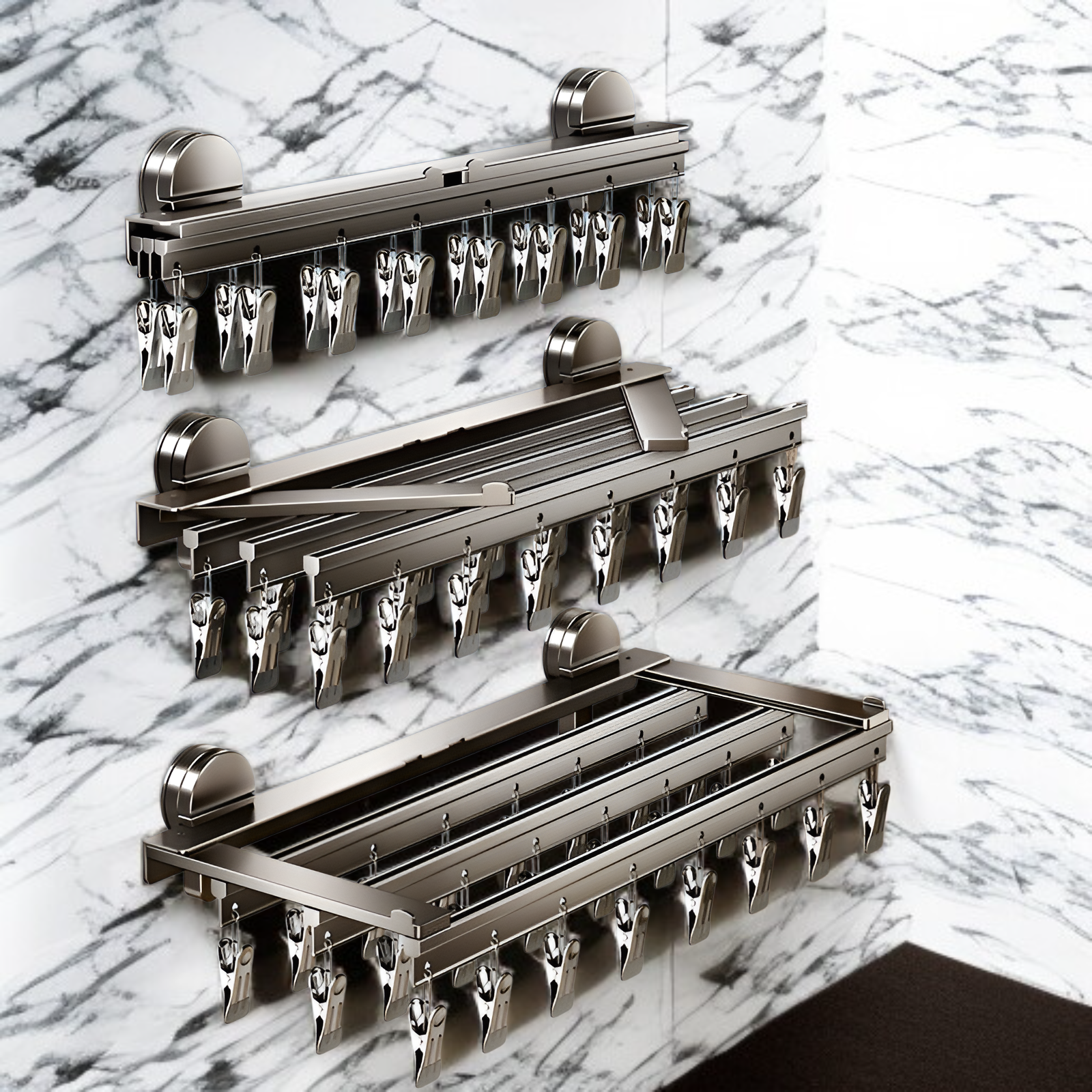 흡착식 벽걸이 속옷 클립 수납 랙