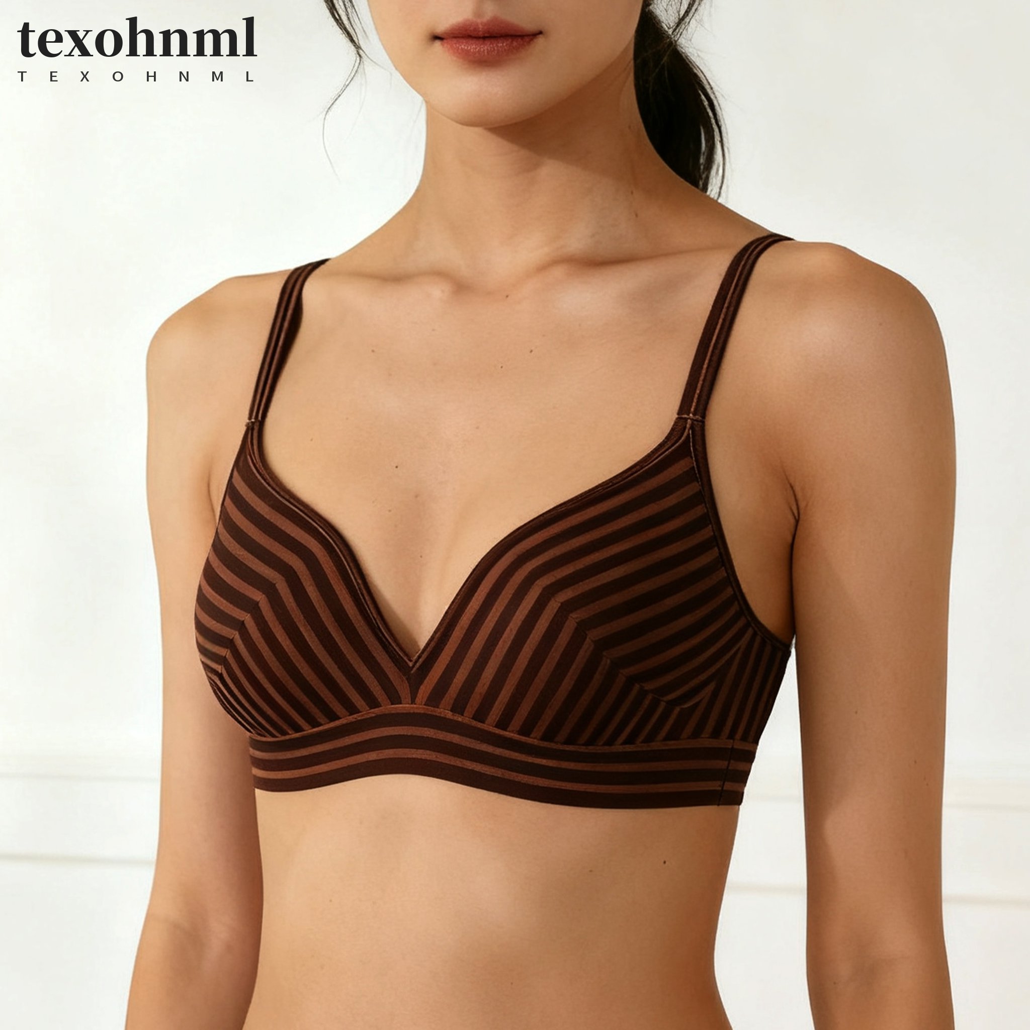ストライプ柄ノンワイヤーブラ