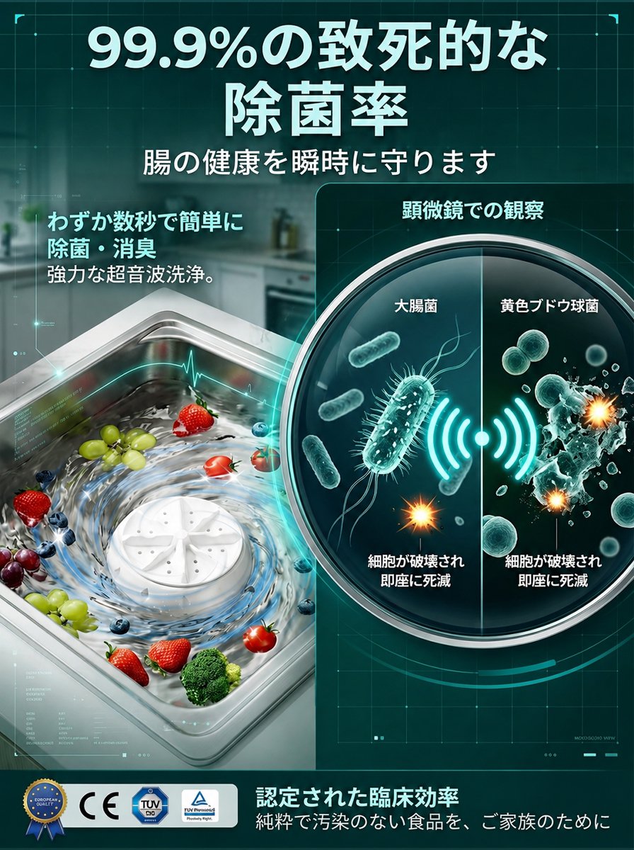 家庭用超音波野菜果物クリーナー
