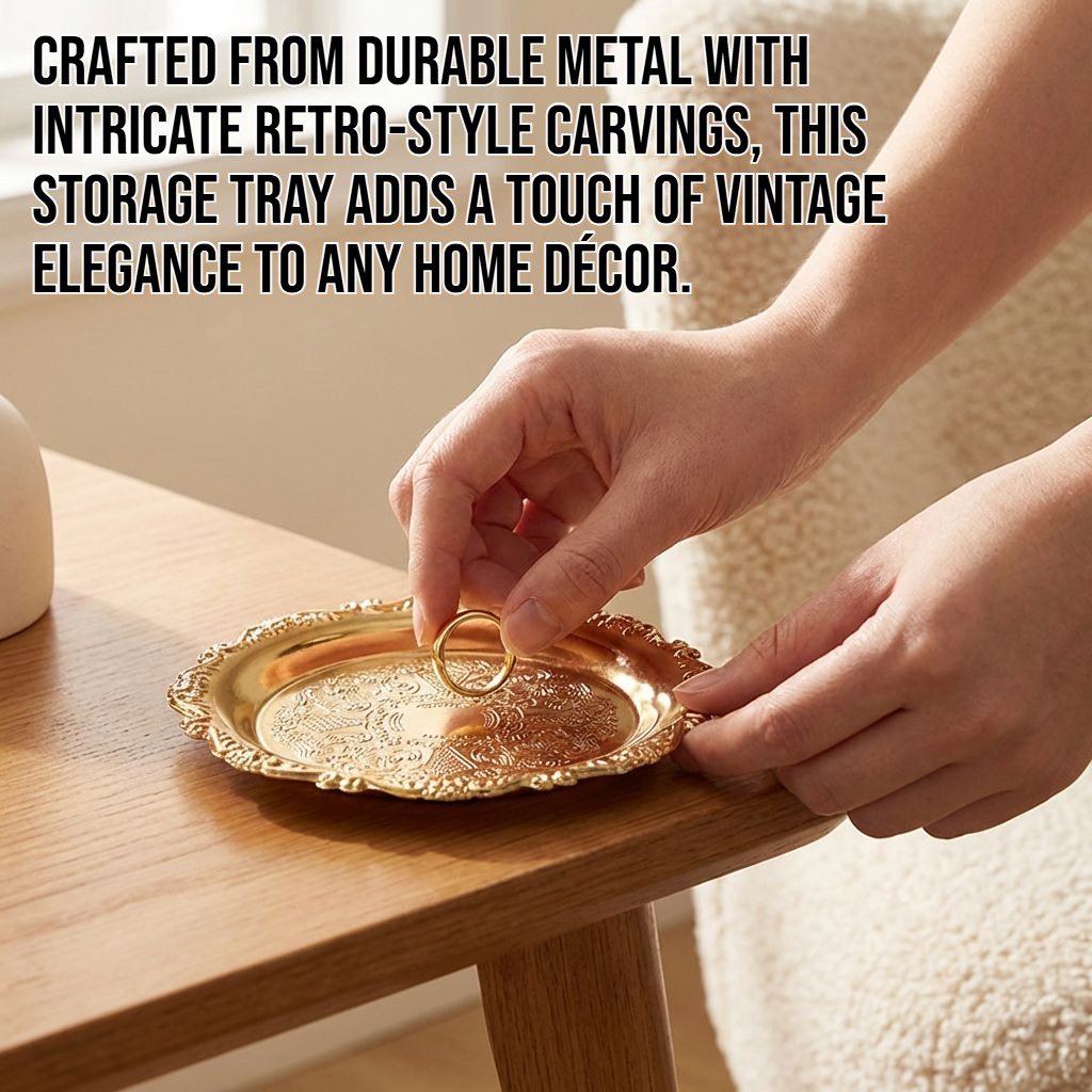Retro-style carved metal storage tray
