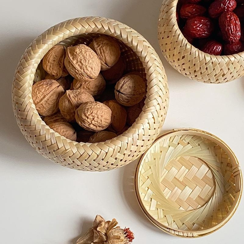 Handmade bamboo woven tea canister
