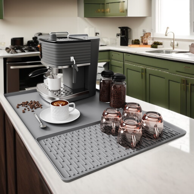 シリコンコーヒーマット バーカウンター用 防滑・耐熱 排水トレー コーヒーカップ乾燥マット