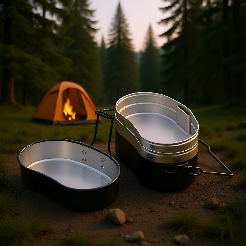 손잡이가 있는 이중 알루미늄 도시락통